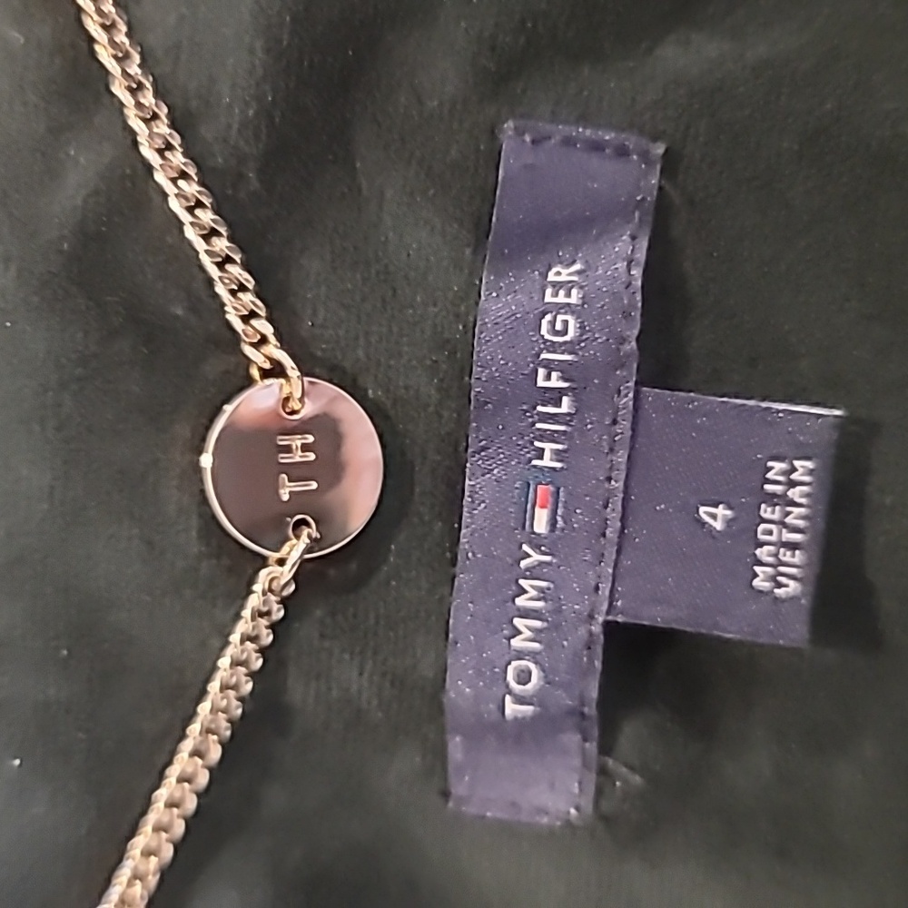 Tommy Hilfiger Green Monogrammed Velvet Blazer with Navy Trim Size 4 - Picture 3 of 8